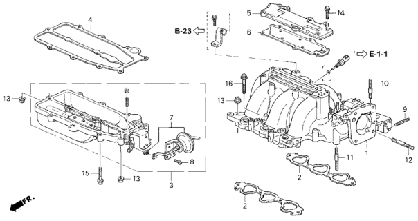 1996 Honda Accord Intake Manifold (V6) Diagram