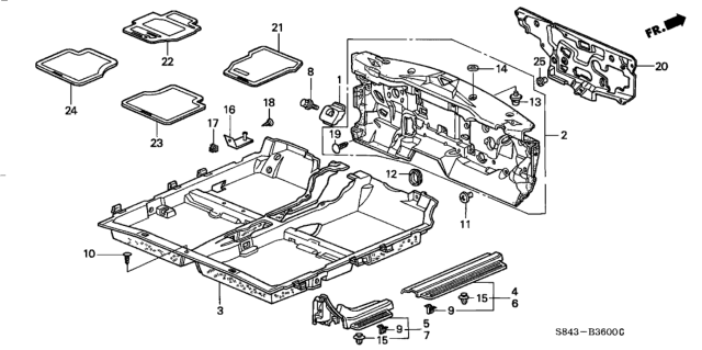 1999 Honda Accord Floor Mat Diagram