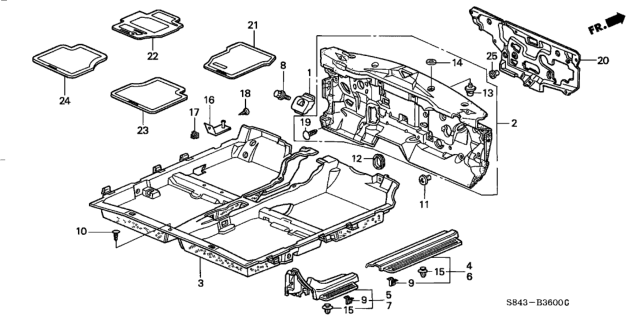 2000 Honda Accord Floor Mat *YR168L* (LIGHT TAUPE) Diagram for 83301-S4K-A41ZC