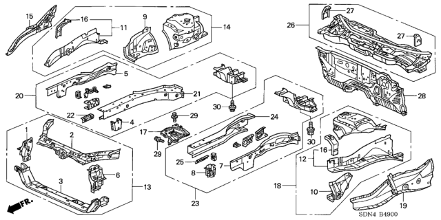 2003 Honda Accord Dashboard (Upper) Diagram for 61100-SDA-A01ZZ