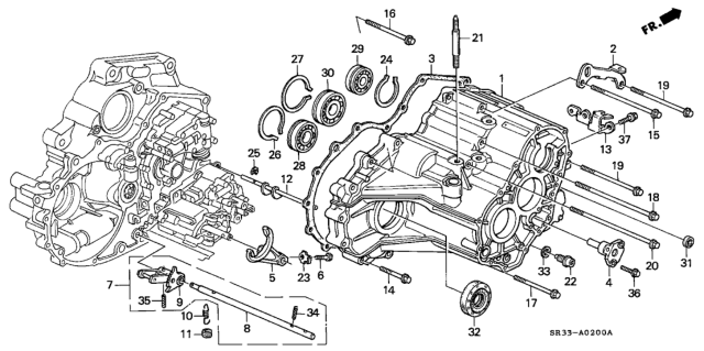1994 Honda Civic 3 Door DX KA 4AT AT Transmission Housing Diagram