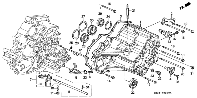 1994 Honda Civic Case, Transmission Diagram for 21211-P24-J03