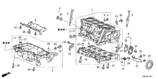 2021 Honda Civic Cylinder Block - Oil Pan Diagram
