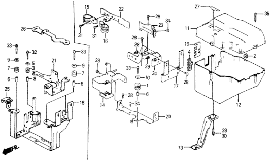 1984 Honda Civic Stay (Upper) Diagram for 36207-PE1-661