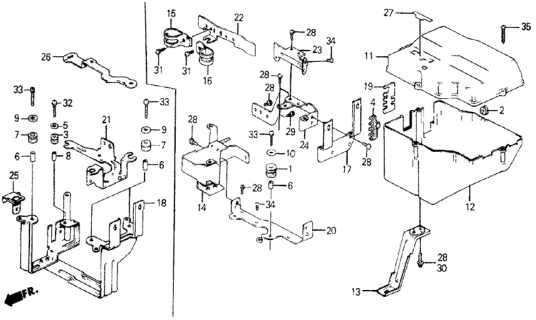1984 Honda Civic Bracket C Diagram for 36213-PE1-661