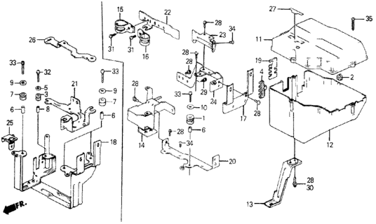 1984 Honda Civic Bracket A Diagram for 36211-PE1-661