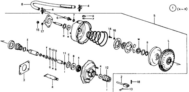 1977 Honda Civic 3 Door ** (1200) ** 4MT Vacuum Booster Diagram