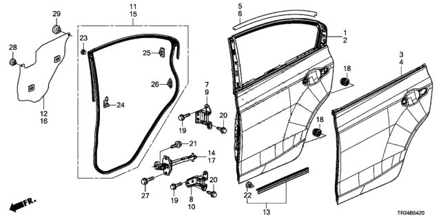 2015 Honda Civic 4 Door MX KL CVT Rear Door Panels Diagram