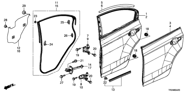 2014 Honda Civic Rear Door Panels Diagram