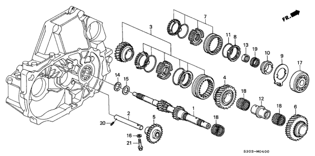 1999 Honda Prelude Mainshaft Diagram for 23210-P16-N00