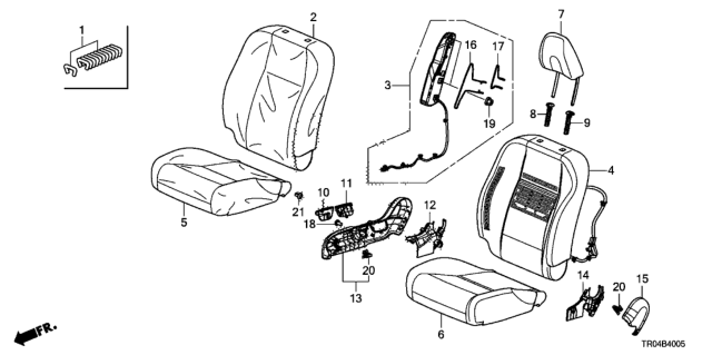 2012 Honda Civic Pad Complete Right, Front Cus Diagram for 81137-TR6-A81