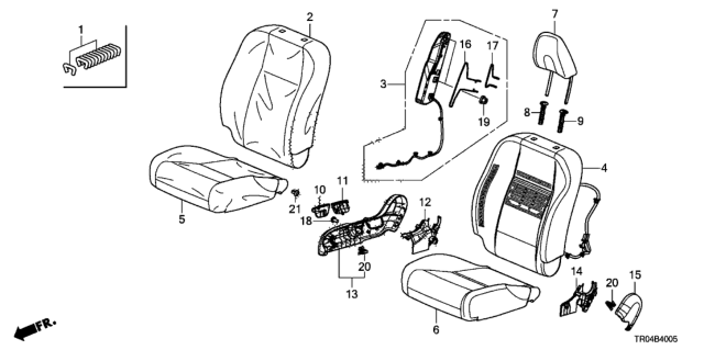 2012 Honda Civic Module Assembly, Passenger Side Diagram for 78050-TR6-A71