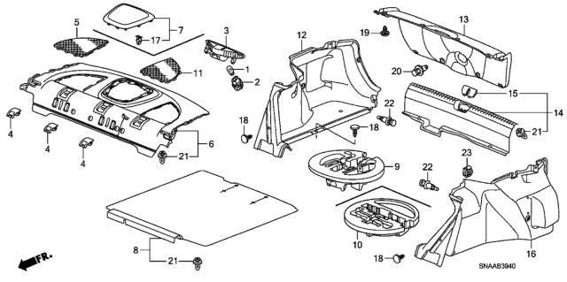 2009 Honda Civic Lining Assy., R. Trunk Side *NH554L* (STONE GRAY) Diagram for 84601-SNA-A13ZA