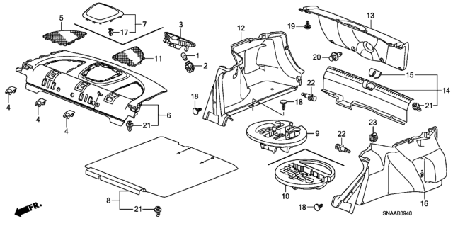 2009 Honda Civic Lining Assy., R. Trunk Side *NH554L* (STONE GRAY) Diagram for 84601-SNE-A01ZA