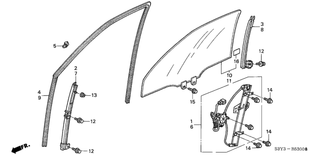 2000 Honda Insight Door Windows Diagram