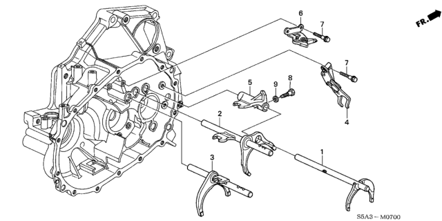 2001 Honda Civic MT Shift Fork - Fork Shaft Diagram