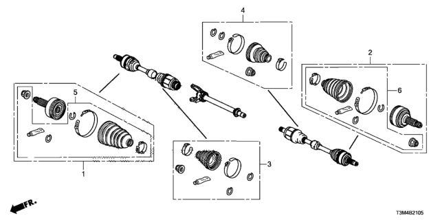 2017 Honda Accord Joint Set, Outboard Diagram for 44014-T7J-H91