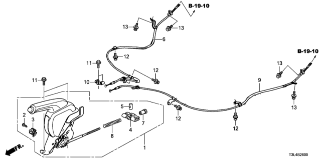 2014 Honda Accord Wire, Hand Brake R Diagram for 47510-T3L-A02