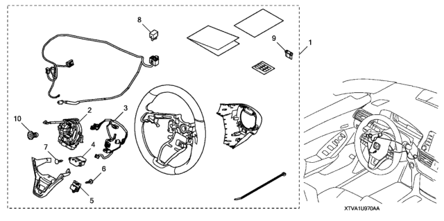 2019 Honda Accord Hybrid Reel Assembly, Cable Diagram for 77900-TVA-C11
