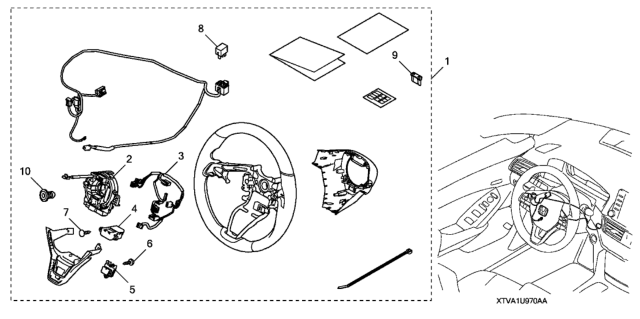 2021 Honda Accord Hybrid Heated Steering Wheel (W/Paddle Shift) Diagram