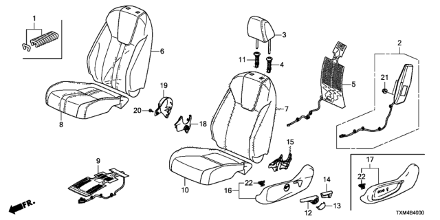 2021 Honda Insight Front Seat (Driver Side) Diagram