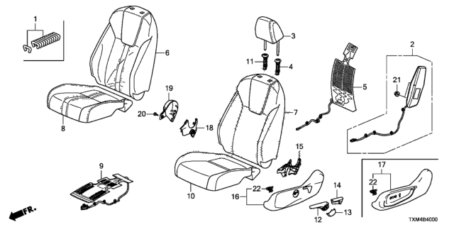 2021 Honda Insight Pad Complete Left, Front Back Diagram for 81527-TXM-A11