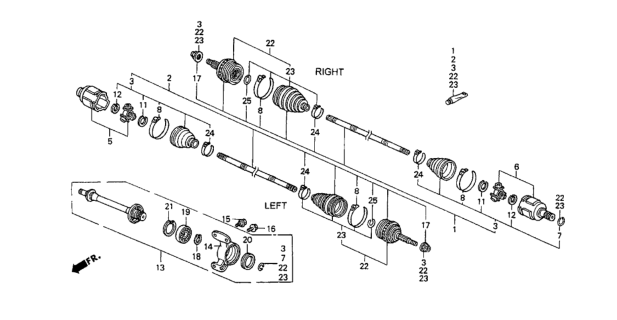 1998 Honda Odyssey 5 Door LX (7 SEATS (3PB)) KA 4AT Driveshaft - Half Shaft Diagram