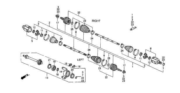 1998 Honda Odyssey Driveshaft Set, Passenger Side Diagram for 44010-SX1-950