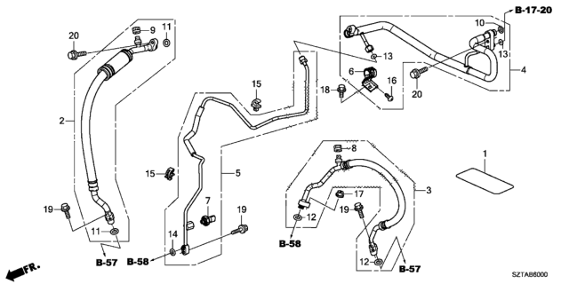 2016 Honda CR-Z A/C Hoses - Pipes Diagram