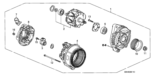 2006 Honda Pilot Alternator Assembly (Csd30) (Denso) Diagram for 31100-RYP-A01
