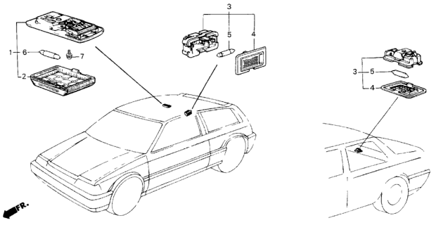 1987 Honda Civic 3 Door ** (1300) KA 4MT Interior Light Diagram