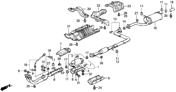 1988 Honda Prelude Exhaust System Diagram