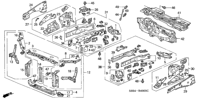 2002 Honda Civic Outrigger Set, R. FR. Side Diagram for 04600-S5T-E00ZZ