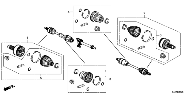 2021 Honda HR-V 5 Door TOURNG KA CVT Front Driveshaft Set Short Parts Diagram