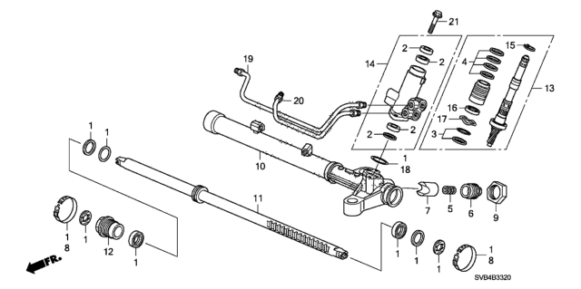 2011 Honda Civic P.S. Gear Box Components (HPS) Diagram