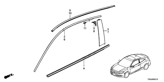 2017 Honda Civic Molding Diagram