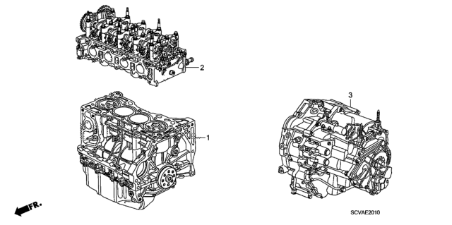 2010 Honda Element Engine Assy. - Transmission Assy. Diagram