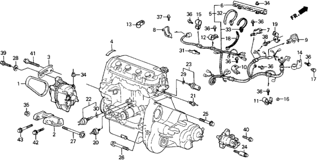 1988 Honda Civic Engine Sub Cord - Clamp Diagram