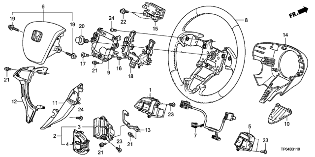 2011 Honda Crosstour Steering Wheel (SRS) Diagram