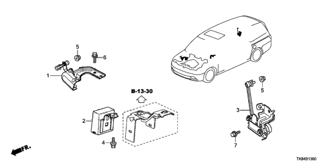 2014 Honda Odyssey Sensor Assy., FR. Headlight Adjuster Diagram for 33136-TK8-A01
