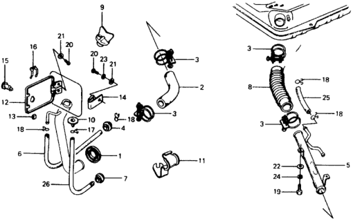 1976 Honda Civic Tube B, Filler Neck Connecting Diagram for 17661-663-000