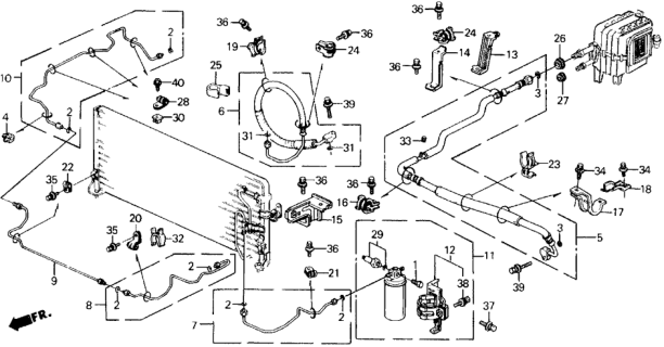 1990 Honda Prelude 2 Door 2.05SI KA 5MT A/C Hoses - Pipes Diagram