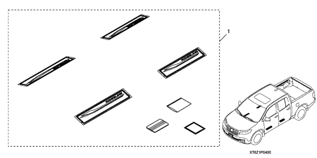 2021 Honda Ridgeline Door Sill Protection Film Diagram