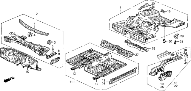 1988 Honda Prelude Panel Set, RR. Floor Diagram for 04655-SF1-A01ZZ