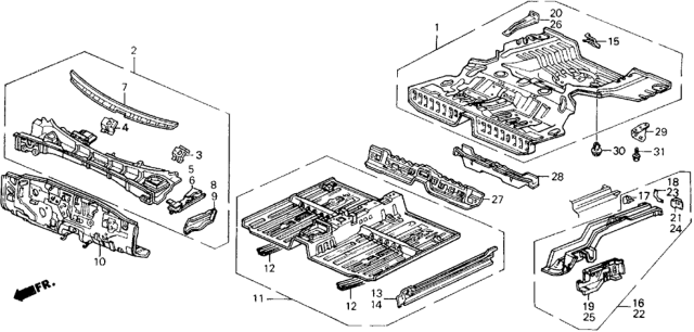 1990 Honda Prelude Dashboard - Floor Diagram