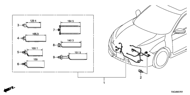 2017 Honda Civic WIRE HARN, FR. END Diagram for 32130-TBA-A80