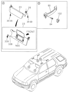 1998 Honda Passport Sunvisor - Assist Grip Diagram