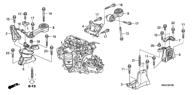 2011 Honda Civic Rubber Assy., Transmission Mounting Diagram for 50850-SNE-A01