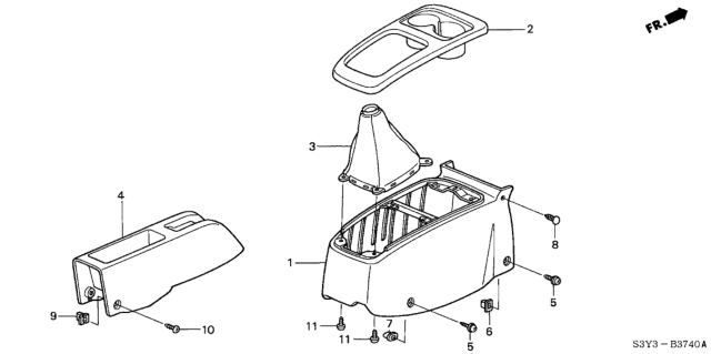 2003 Honda Insight Console, RR. *NH293L* (SEAGULL GRAY) Diagram for 83440-S3Y-003ZA