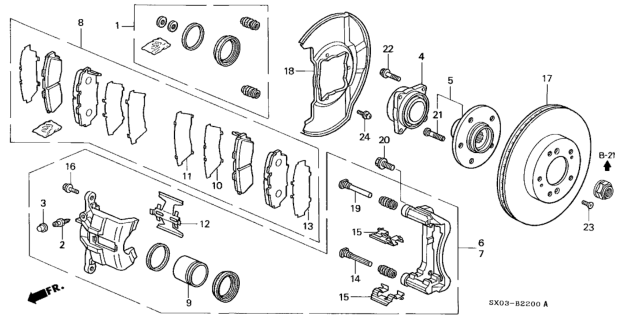 Pad Set, Front Diagram for 45022-SM5-506